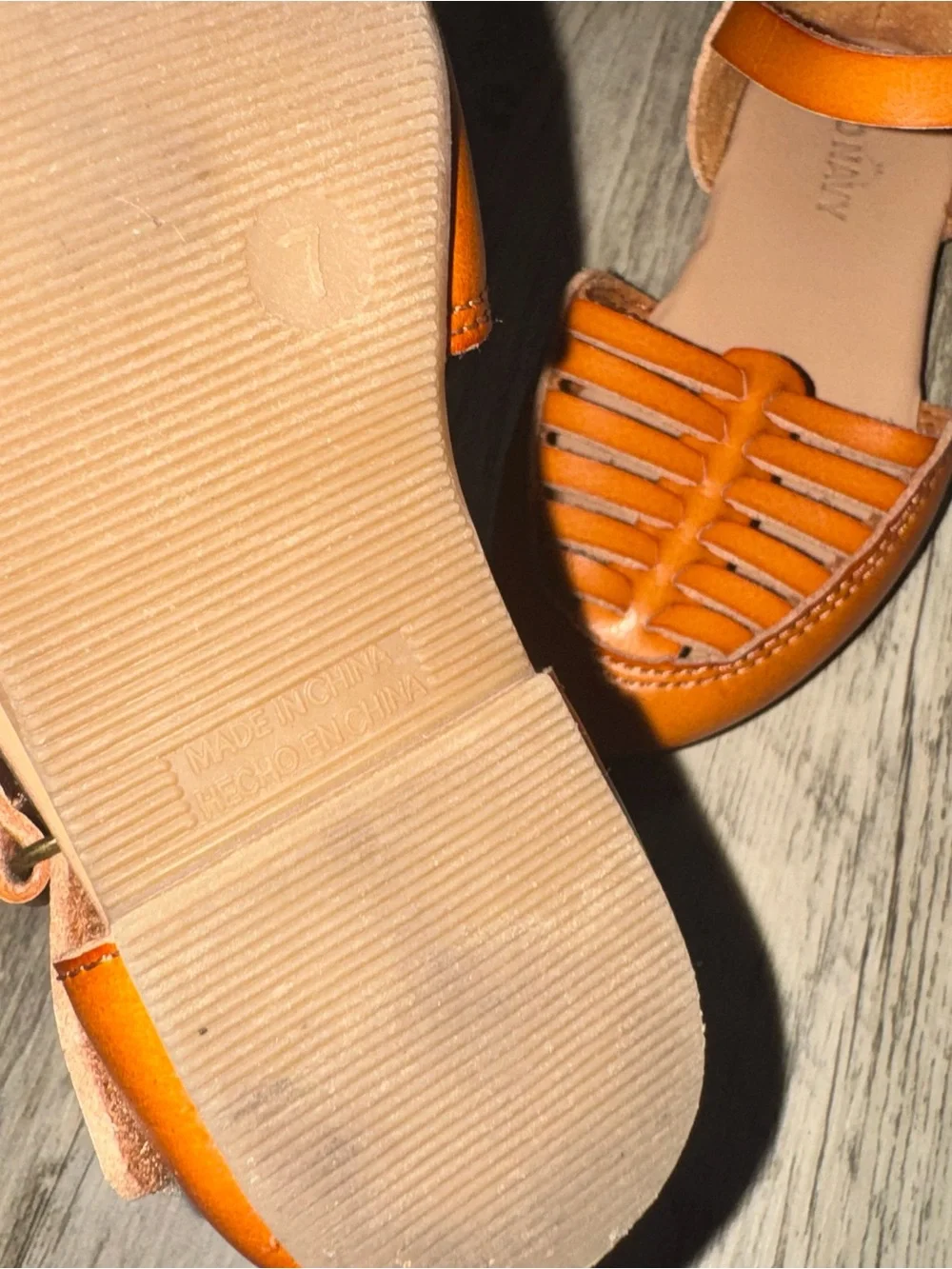 Old Navy Girls Tan Leather-Look Strappy Sandals